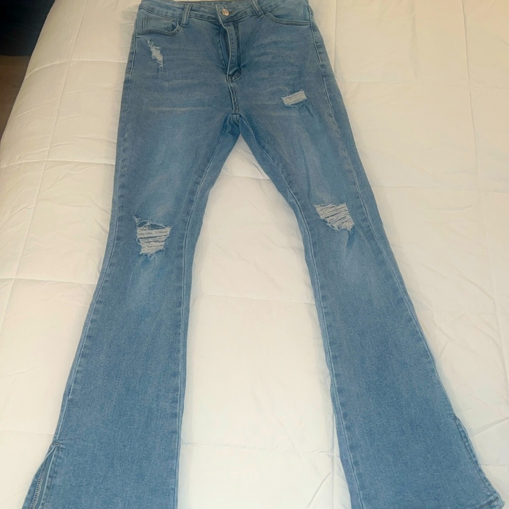SHEIN brand denim ripped jeans with split